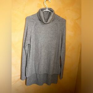 RW&Co grey turtleneck knit jumper, size M. Merino wool blend. High-low cut.